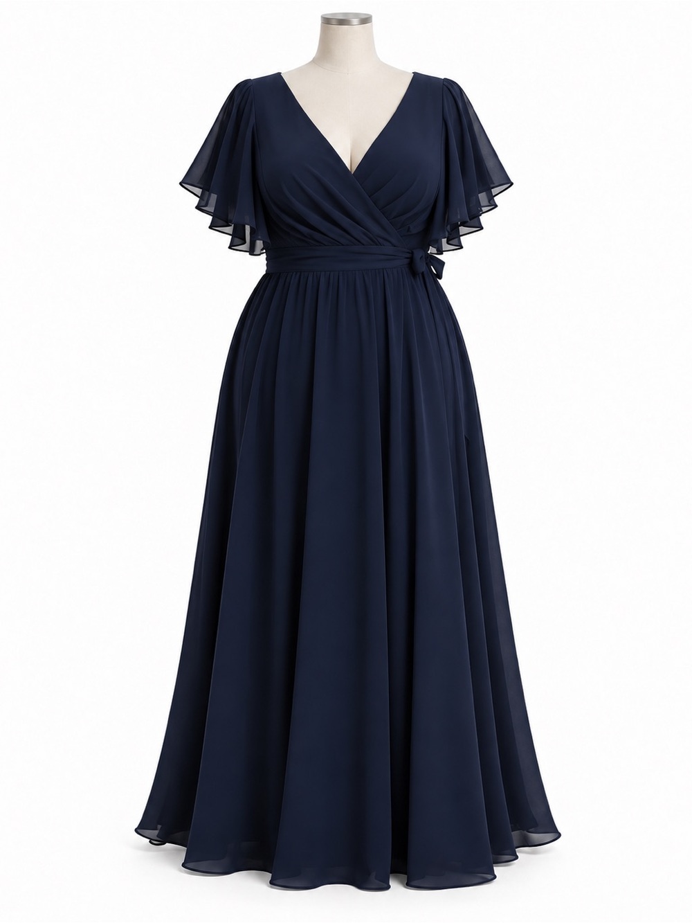 Elegant Navy Blue Wrap Dress Maxi Dress Size XL NWOT